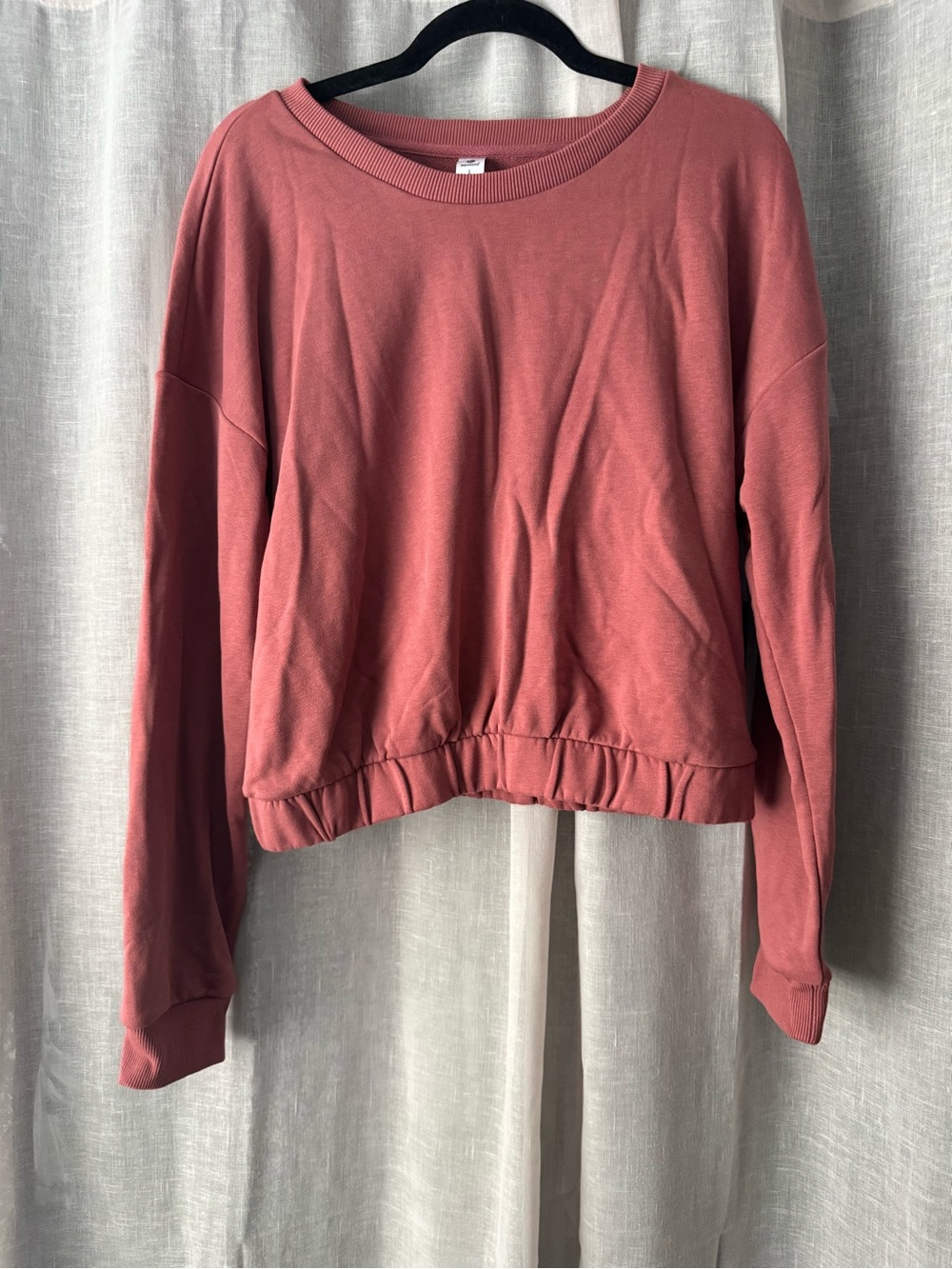 90 Degree by Reflex Dusty Rose Relaxed Crop Crewneck Sweatshirt